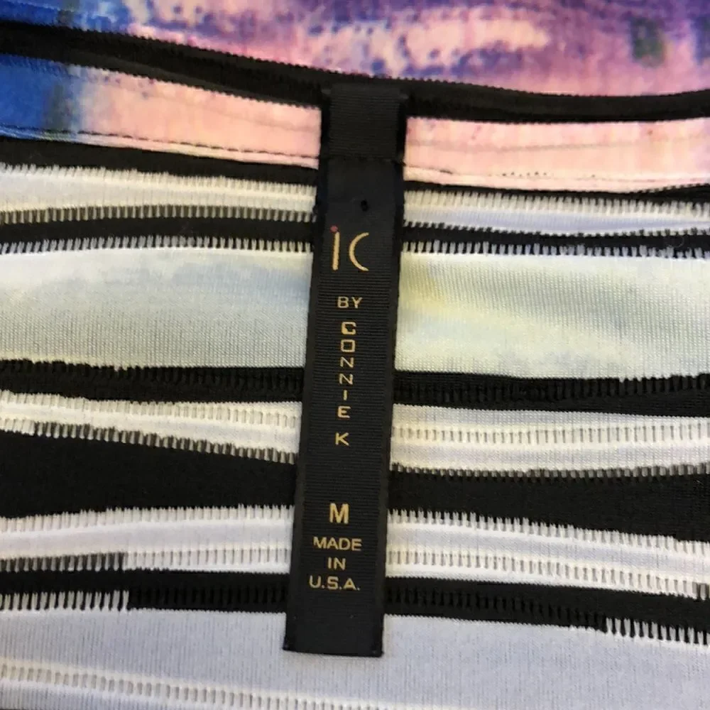 IC by Connie K womens blazer stripe black green pink size M - Picture 8 of 14